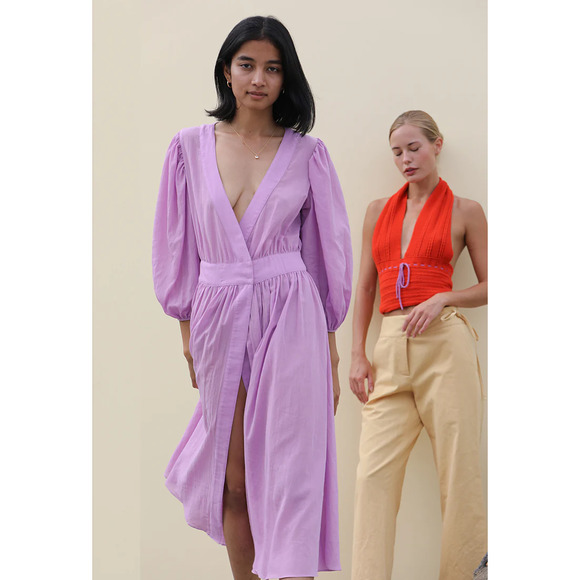 Ciao Lucia Cala Wrap Midi Dress Lilac Size L - Picture 3 of 10